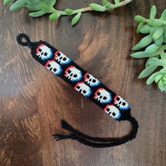 Hot Topic Accessories - Handmade glitching skulls bracelet